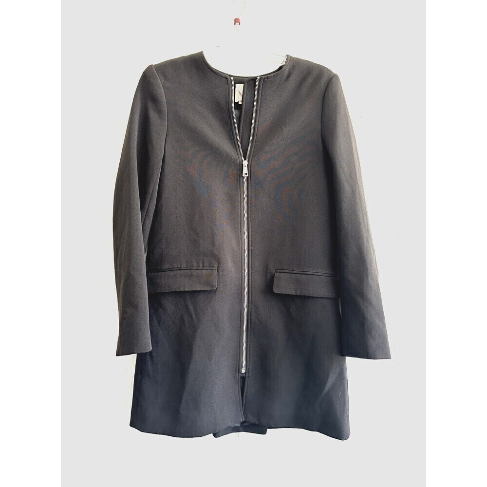 H&M Woman's Zip Up Coat Size 0 Black Minimal Career Sophisticated‎ Work Modern